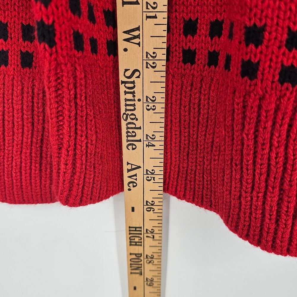 Tommy Hilfiger Red Black Fair Isle Knit Ski Winter Turtleneck Sweater S Holiday - Picture 7 of 8
